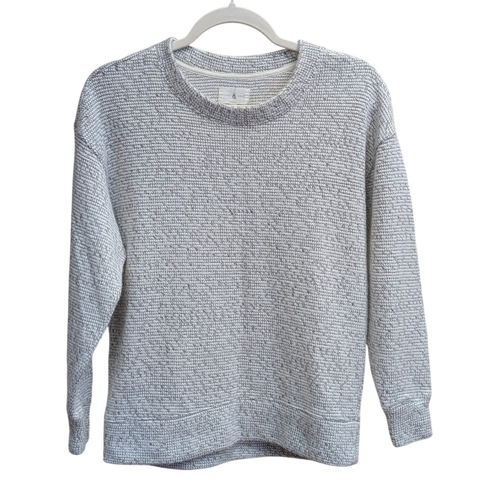 2/$30 Lou & Grey XS Marled Gray Textured Knit‎ Sweater Scandinavian Oversized - Picture 3 of 8